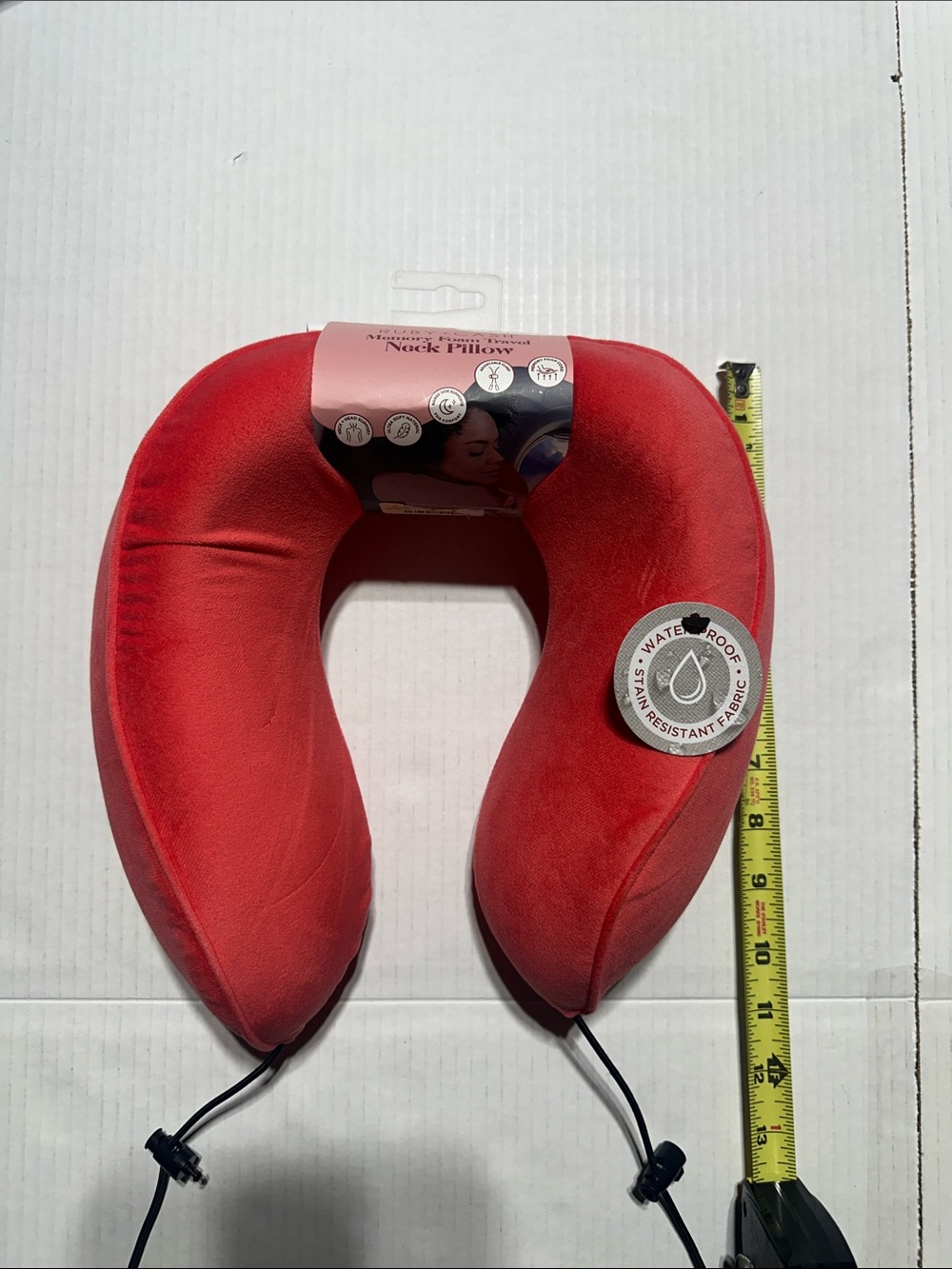 NWT Ruby + Cash memory foam salmon pink Waterproof Plush Travel Neck Pillow soft - Picture 2 of 8